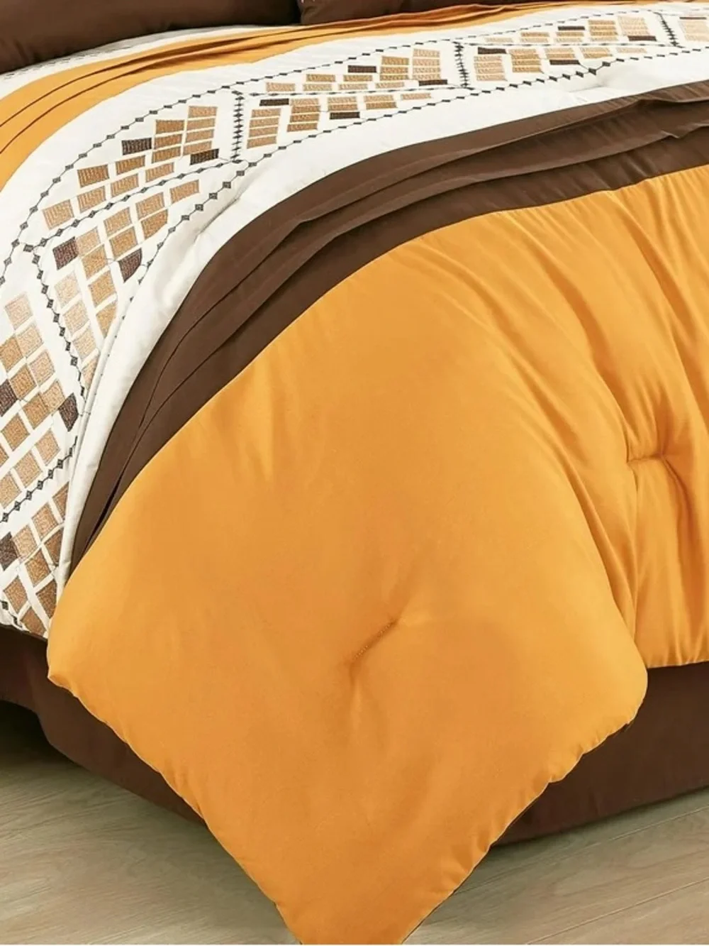 Luxury Brown and orange cal king 3 piece  Comforter Set